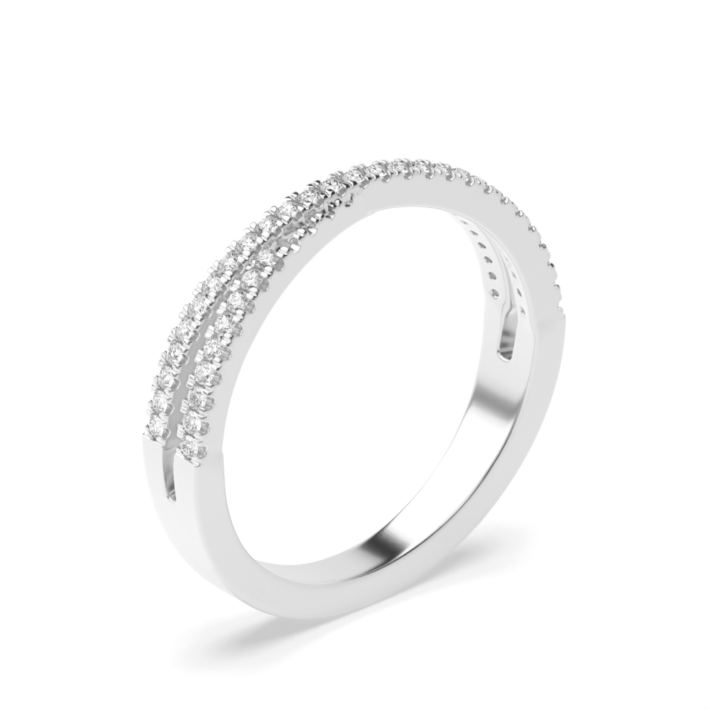 prong setting round shape cross over half eternity ring