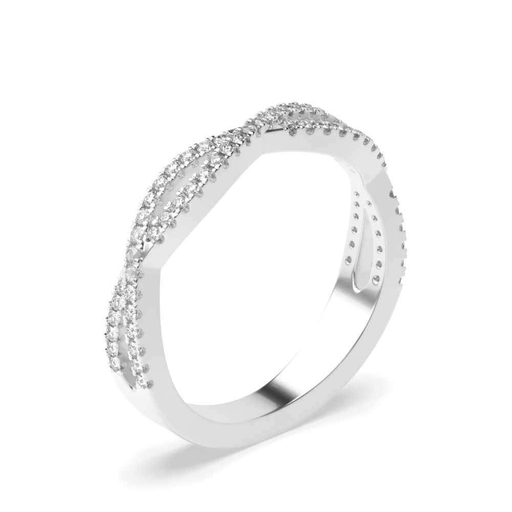 prong setting round shape wavy diamond wedding bands