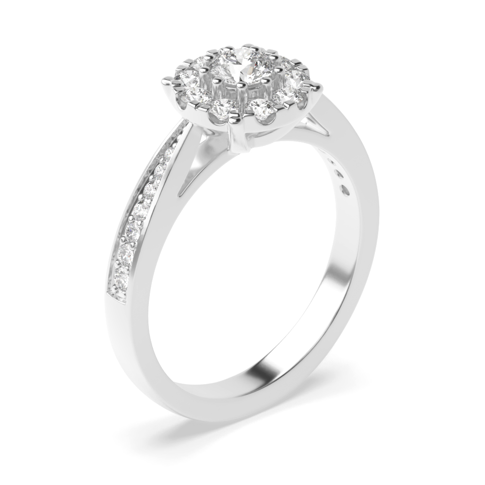 4 prong setting round shape cluster diamond ring