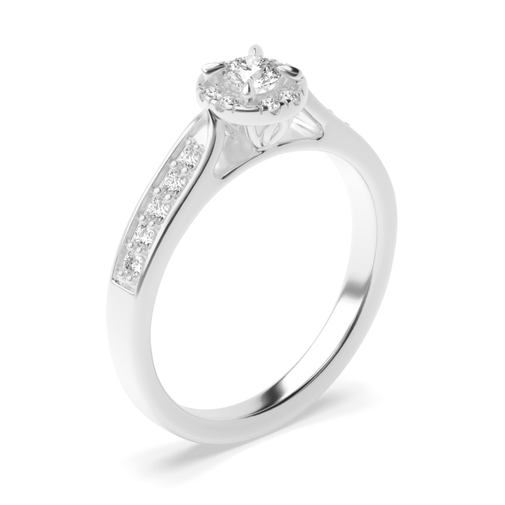 4 prong setting round shape diamond halo ring