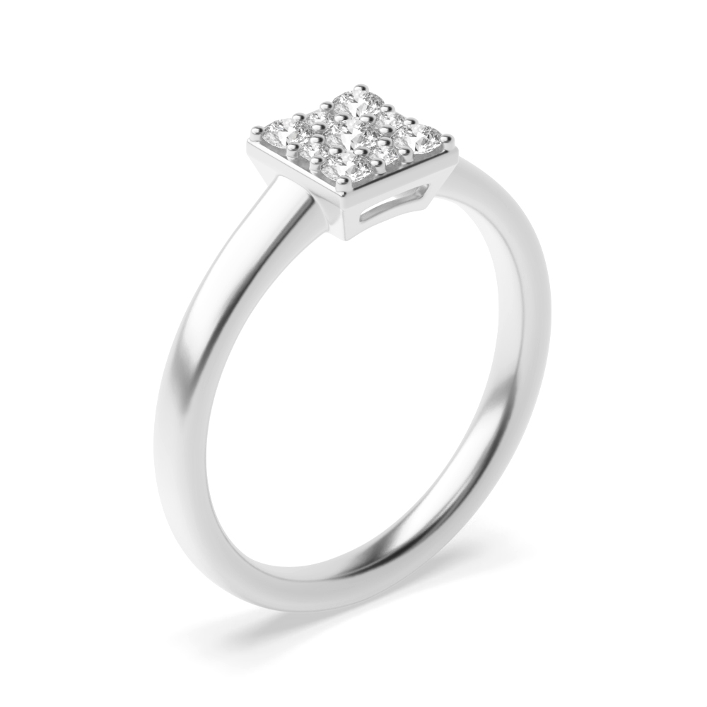 prong setting round shape diamond cluster ring