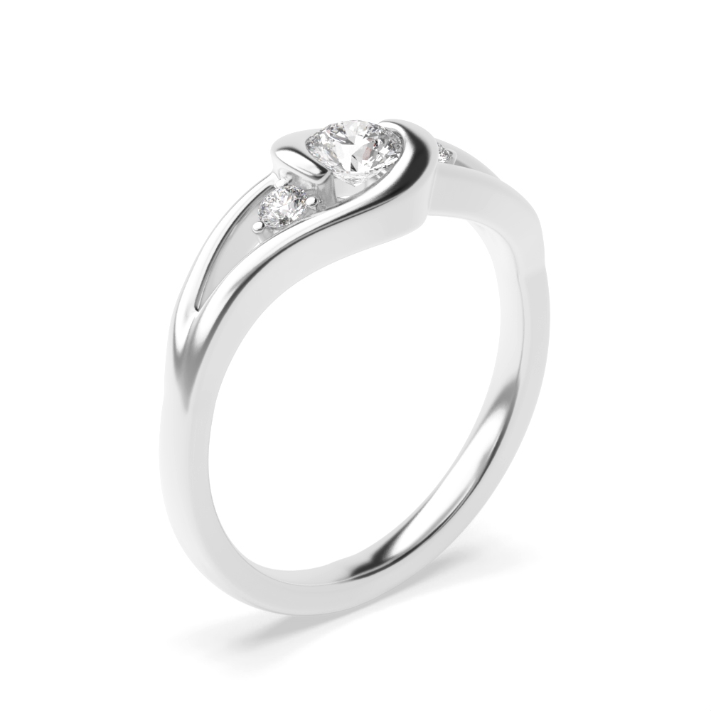 bezel setting round shape diamond three stone ring