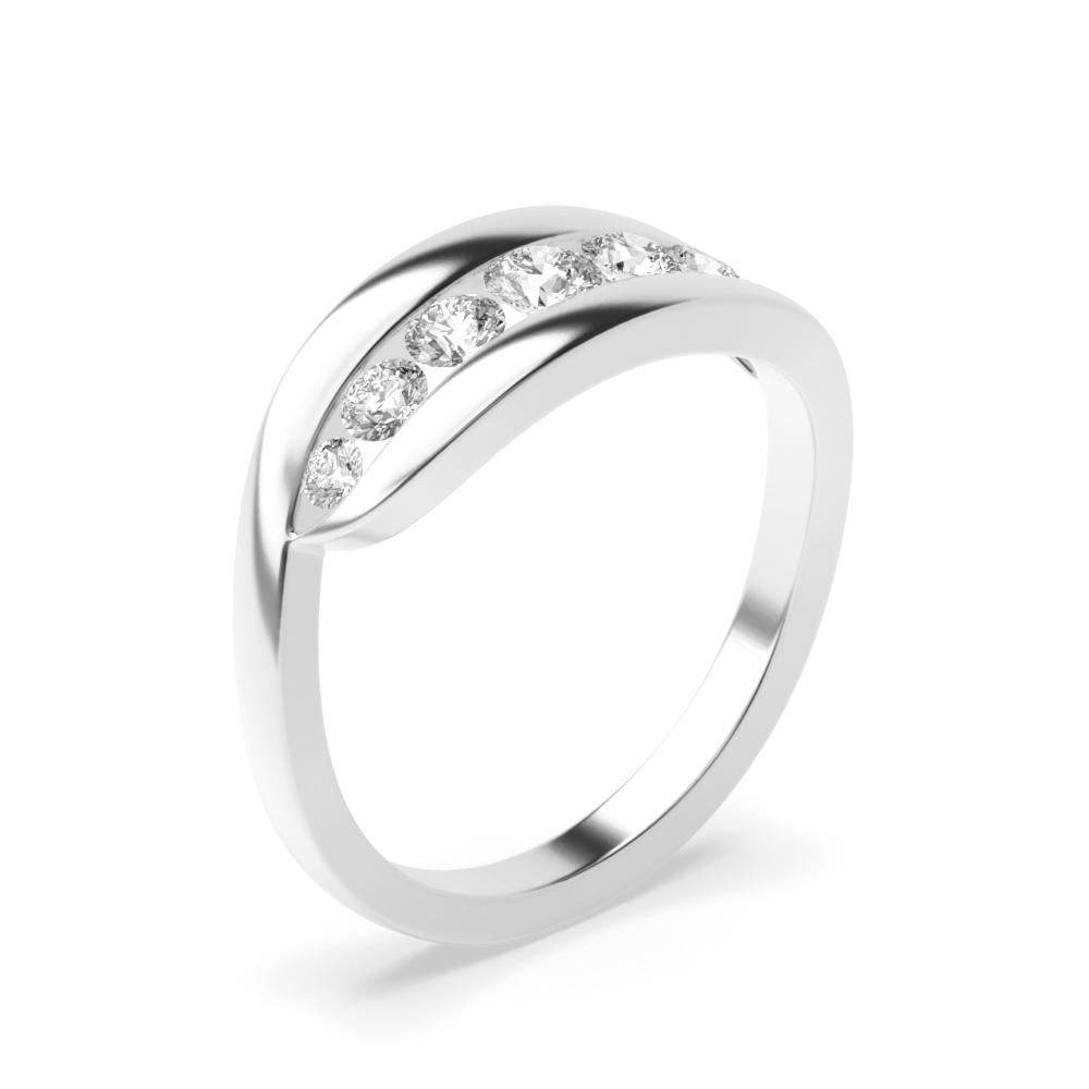channel setting round shape seven stone ring