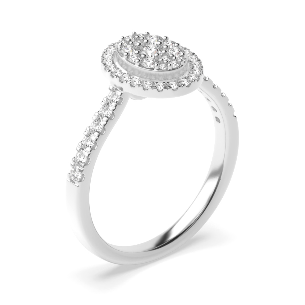 prong setting round shape cluster diamond ring