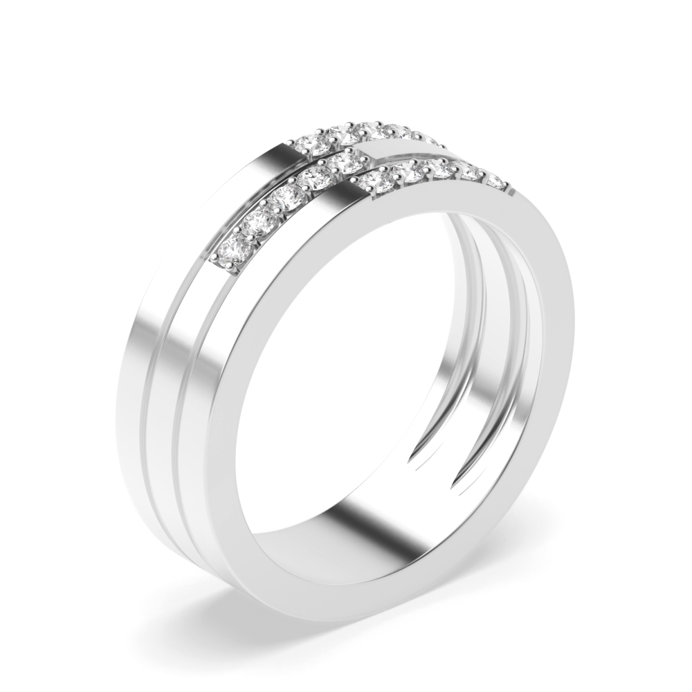 pave setting round shape wedding diamond ring