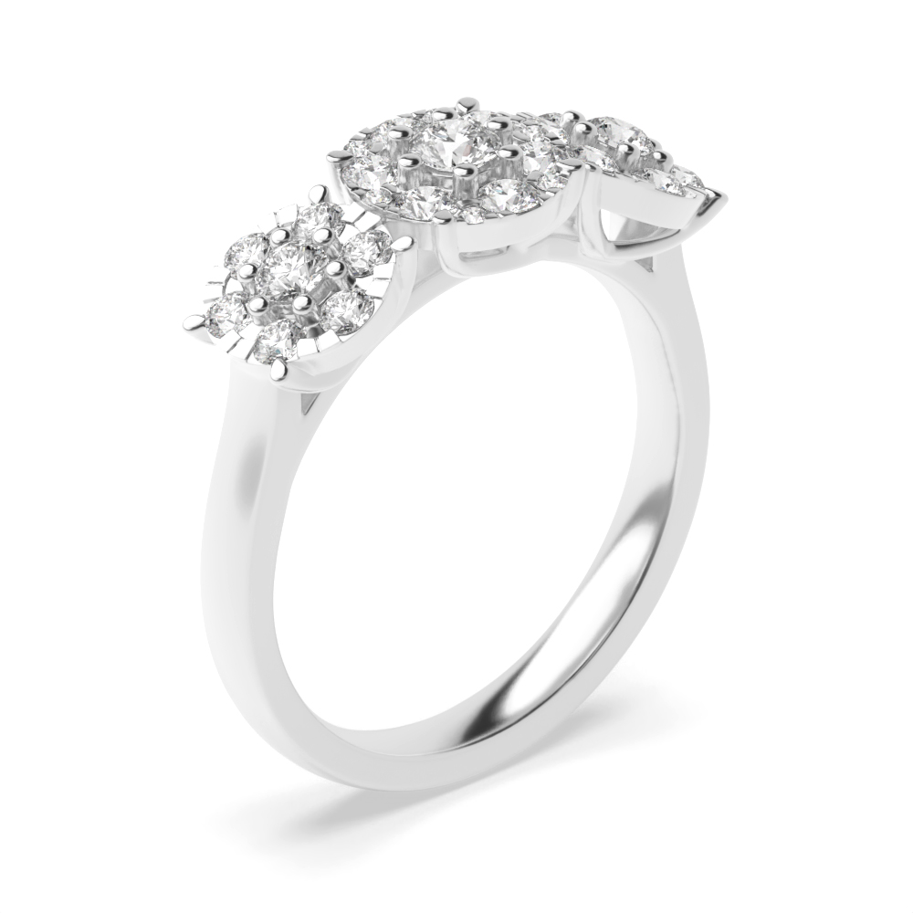4 prong setting round shape diamond cluster three stone ring