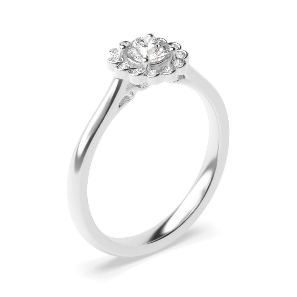 4 prong setting round shape maple leaf diamond halo ring