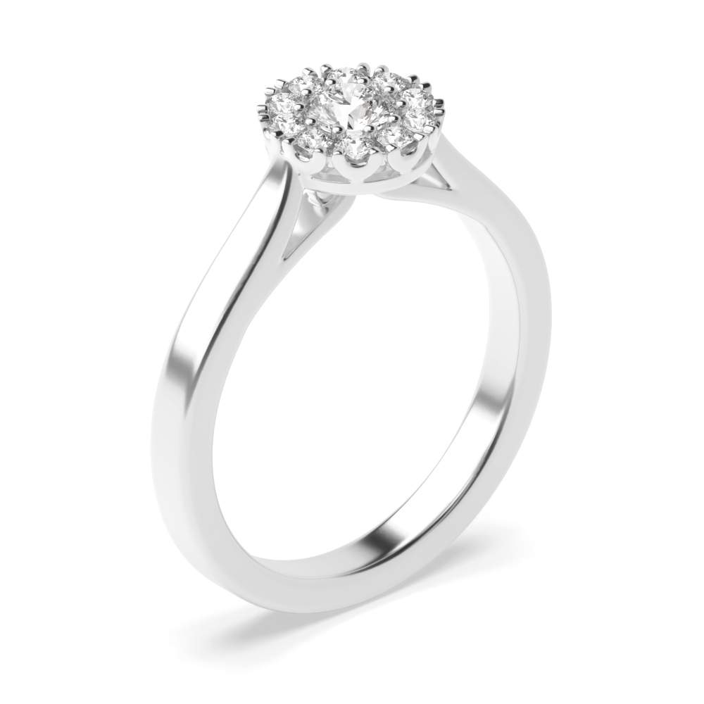 prong setting round shape halo diamond ring