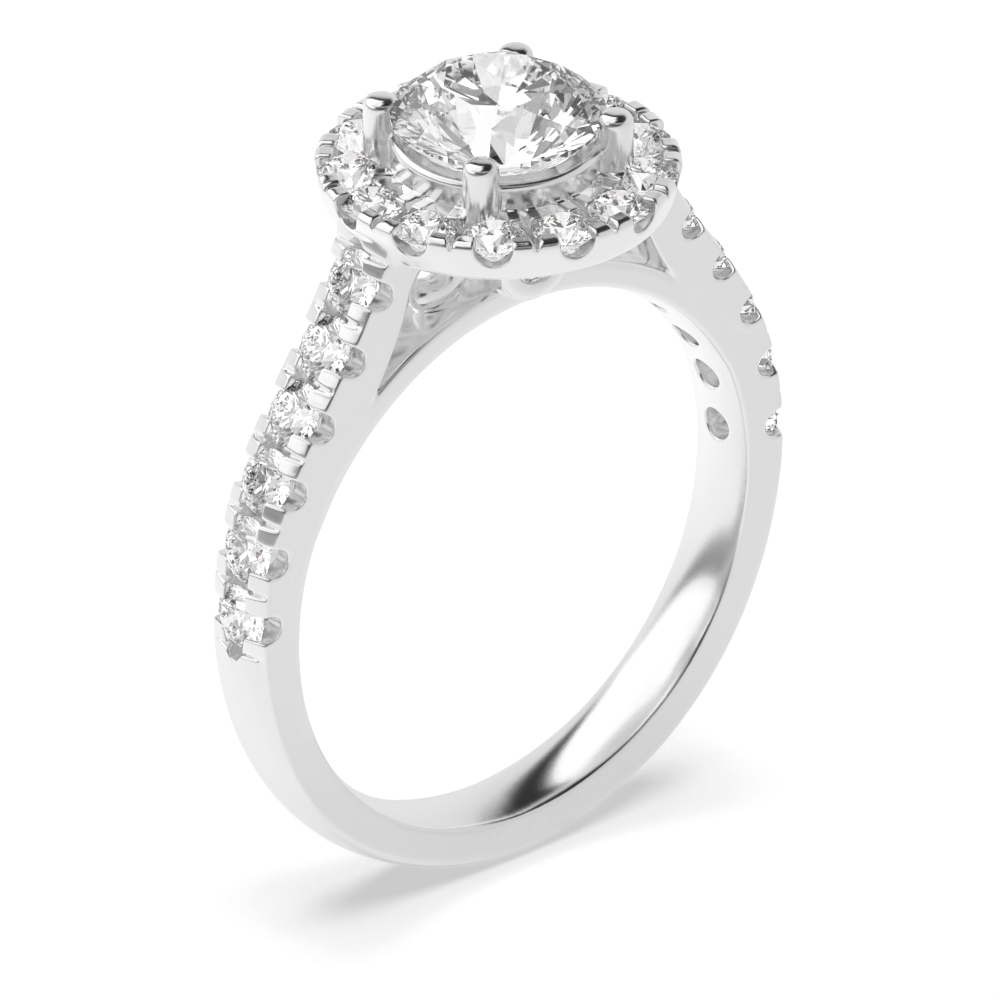 4 prong setting round shape halo diamond ring