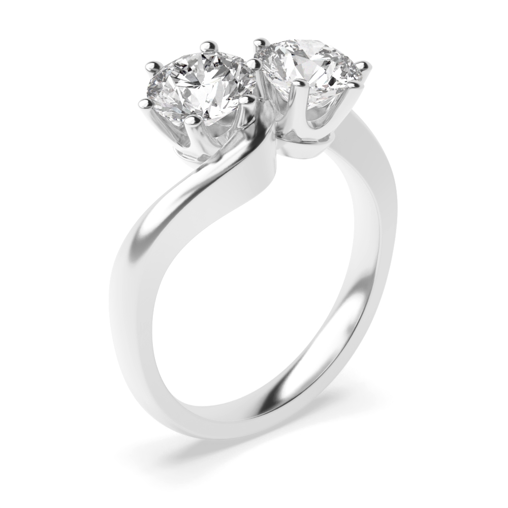 6 claw setting round shape two stone ring
