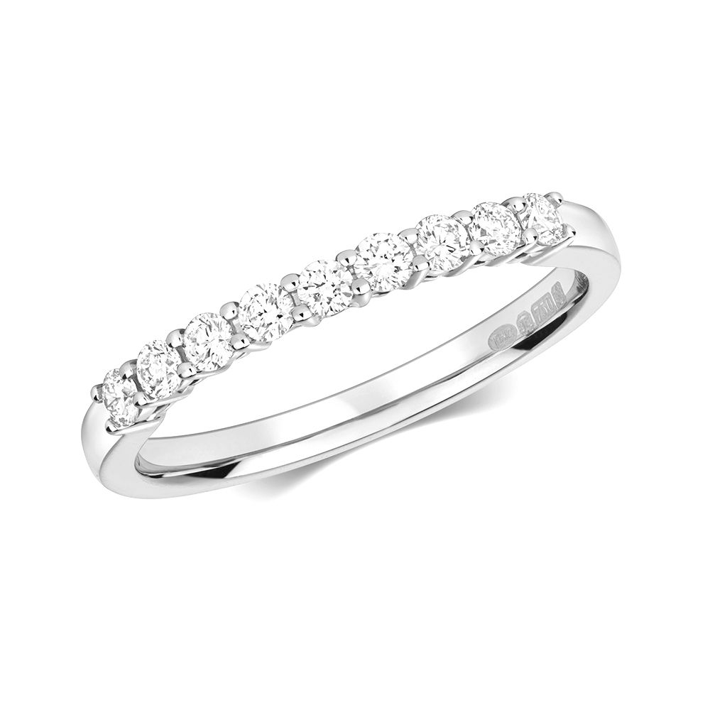 4 prong setting half eternity round diamond ring