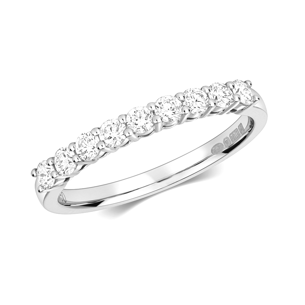 4 prong setting half eternity round diamond ring