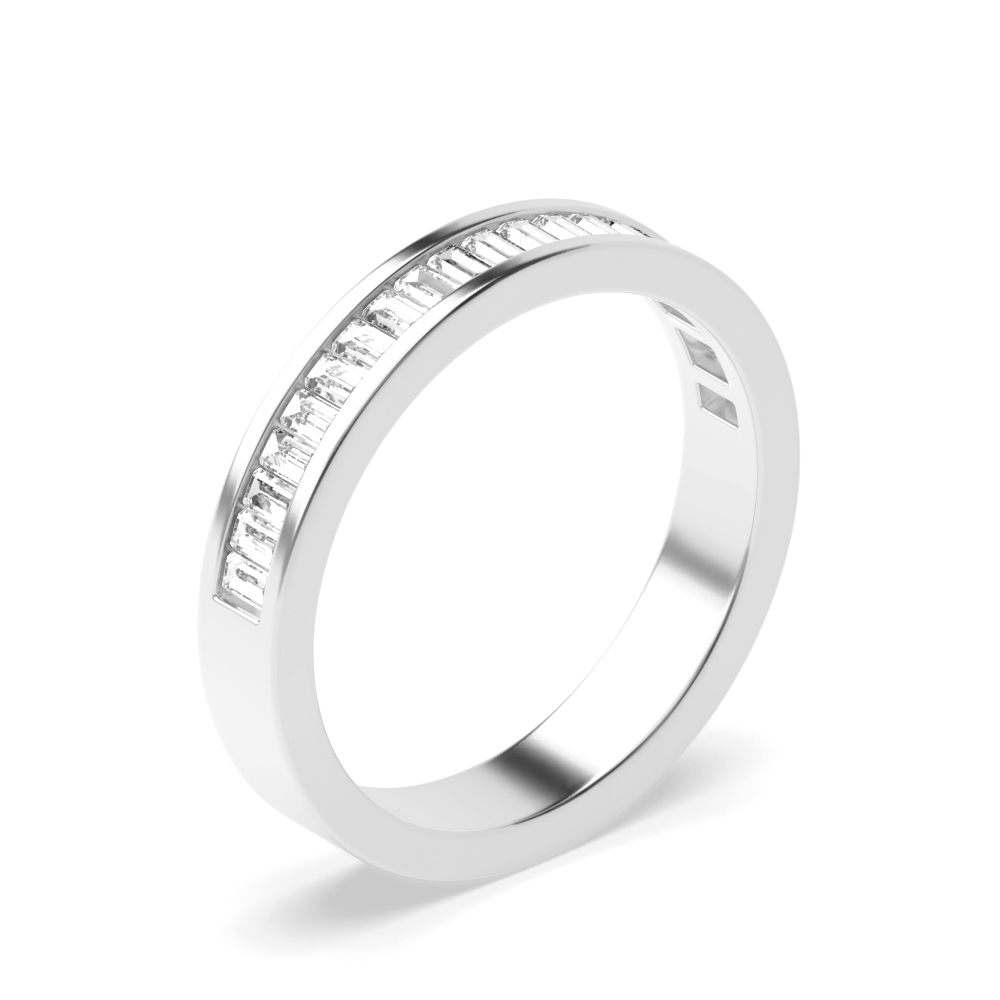 channel setting half eternity baguette diamond ring