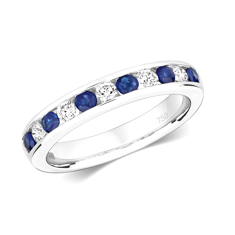 channel setting half eternity round diamond ring