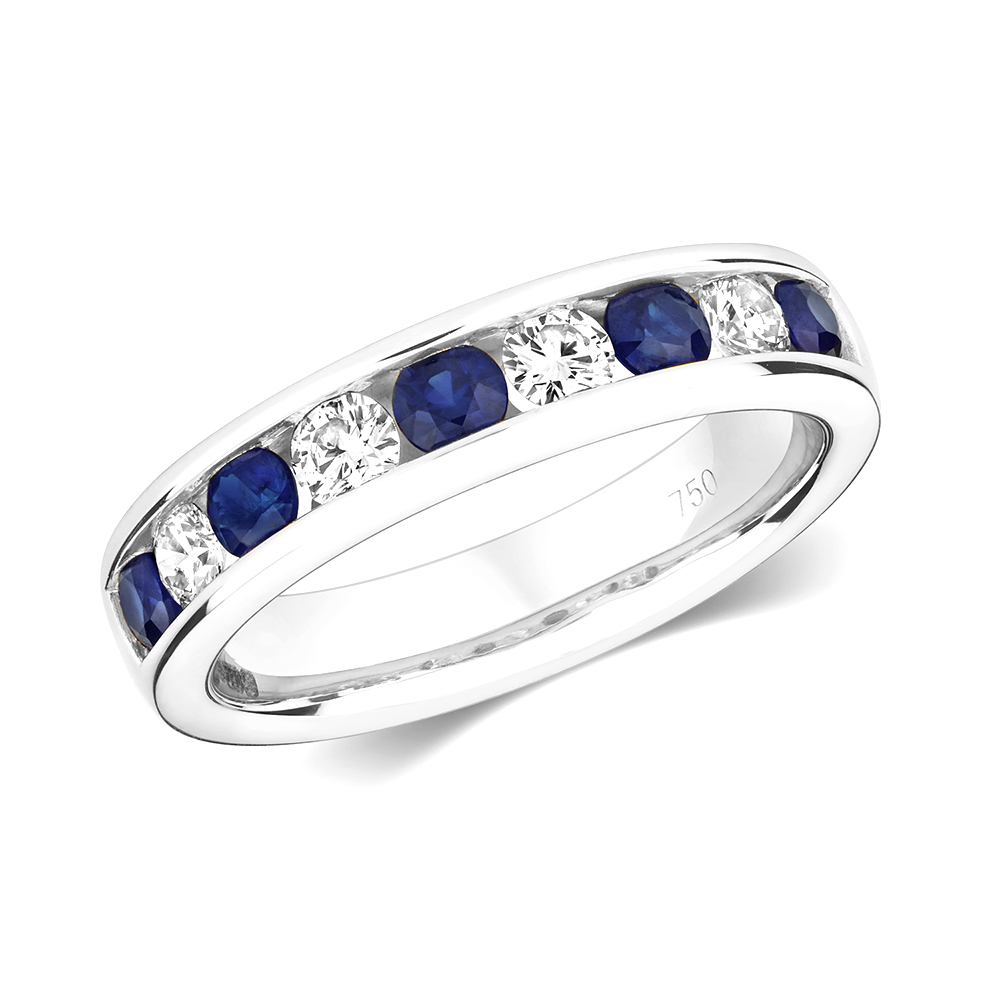 channel setting half eternity round diamond ring