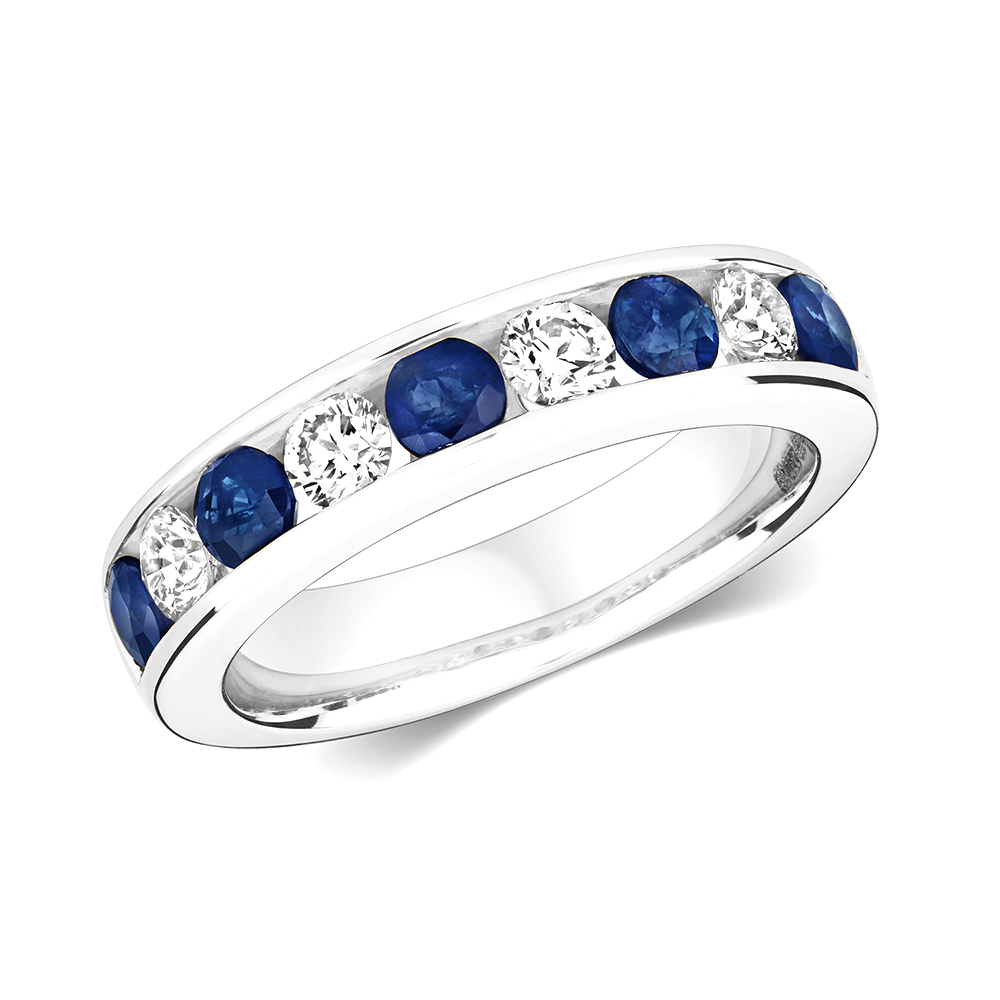 channel setting half eternity round diamond ring