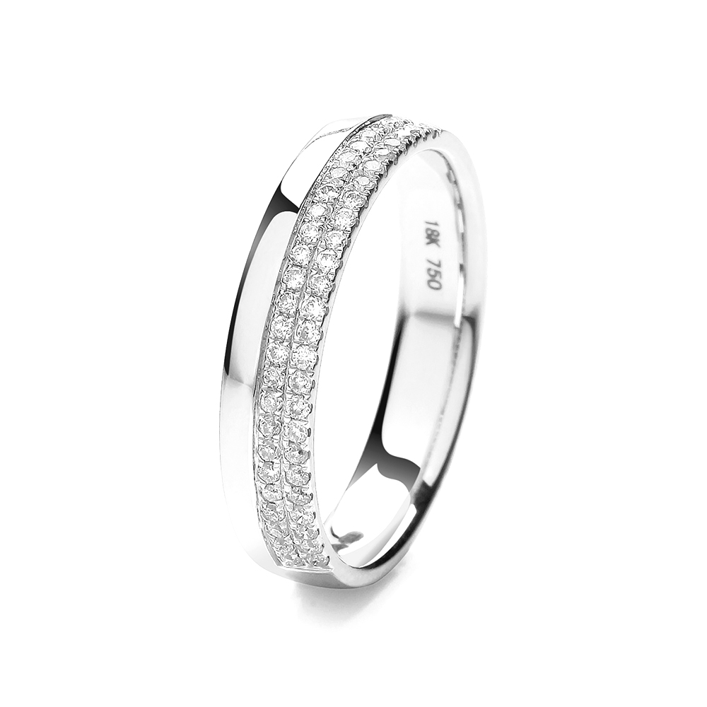 prong setting half eternity round diamond ring