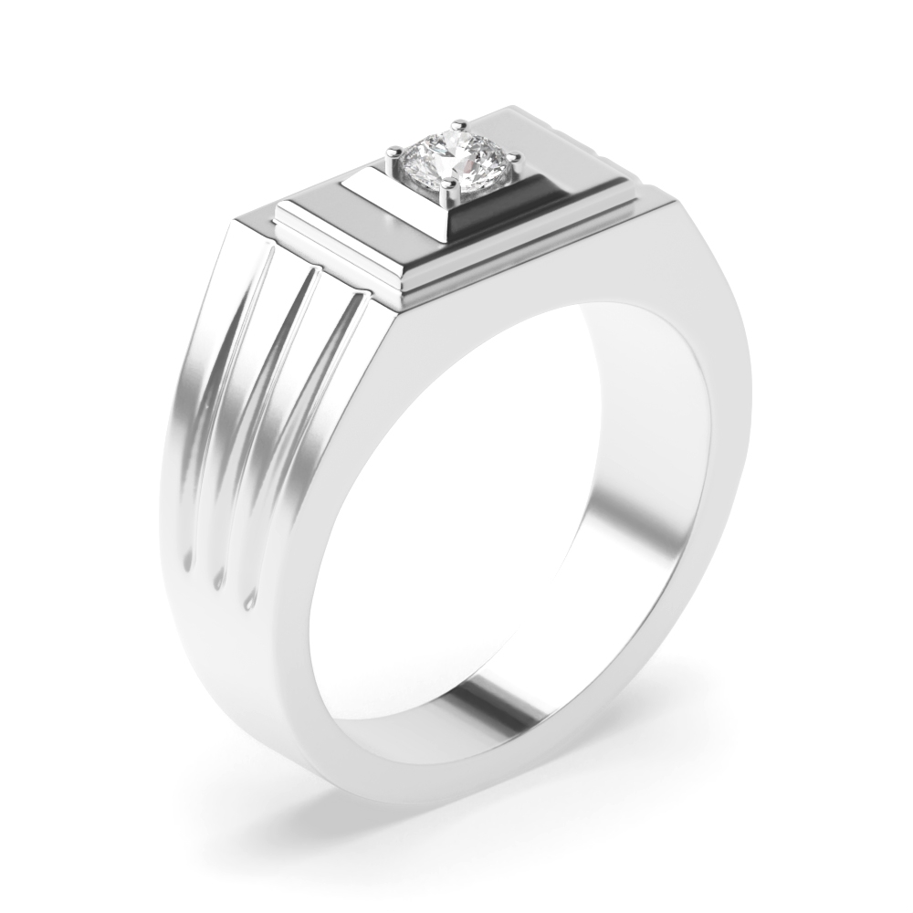 4 prong round shape mens solitaire diamond ring