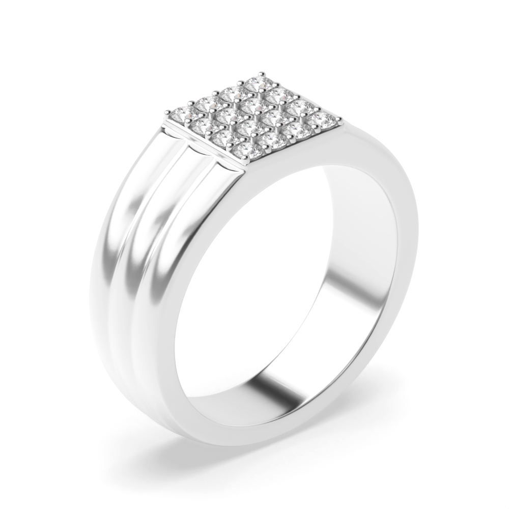 prong setting square cluster mens diamonds ring