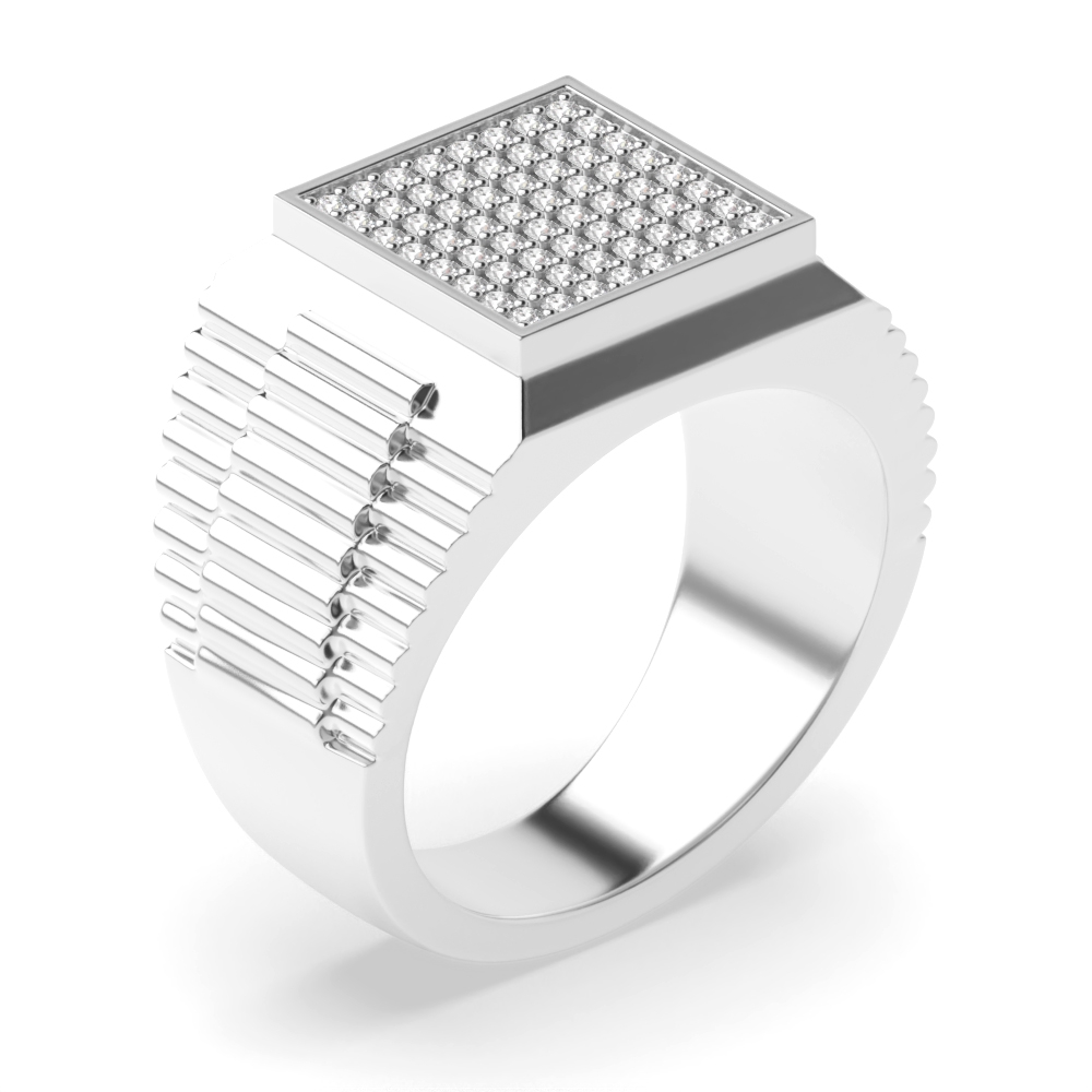 micro prong setting round shape diamond mens ring