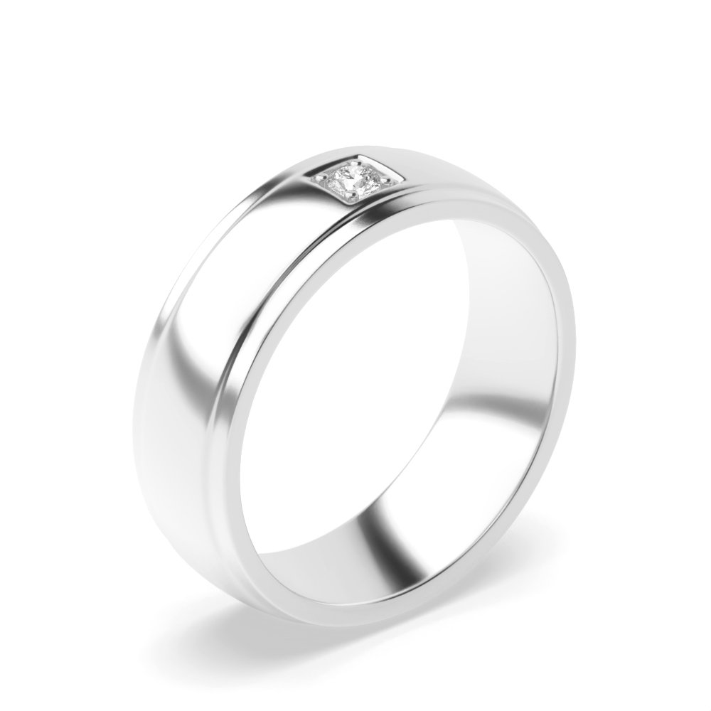 pave setting round shape single diamond mens ring