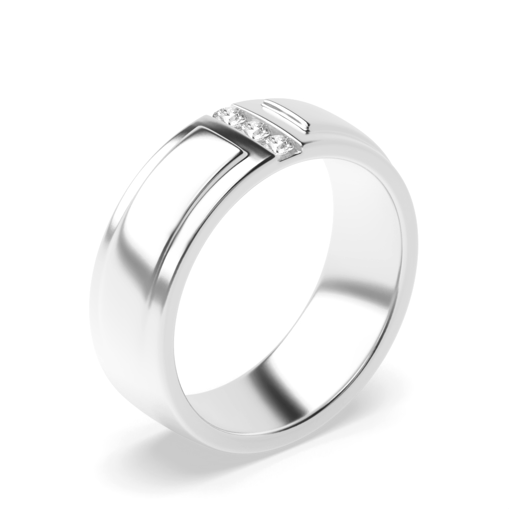 channel setting round shape 3 stone mens diamonds ring