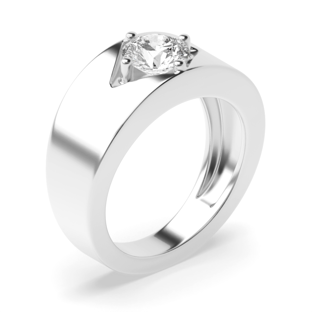 pave setting round shape single diamonds mens ring