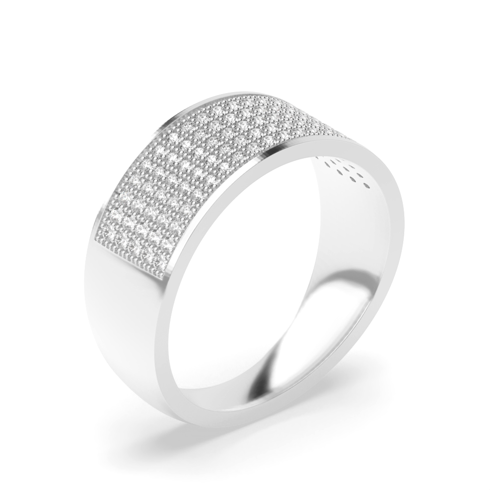 five row pave setting round shape half eternity diamonds ring