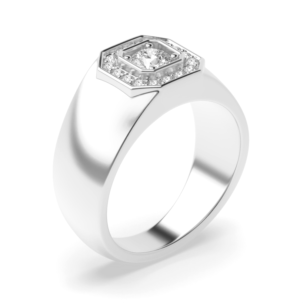 prong setting round shape octagon diamonds ring