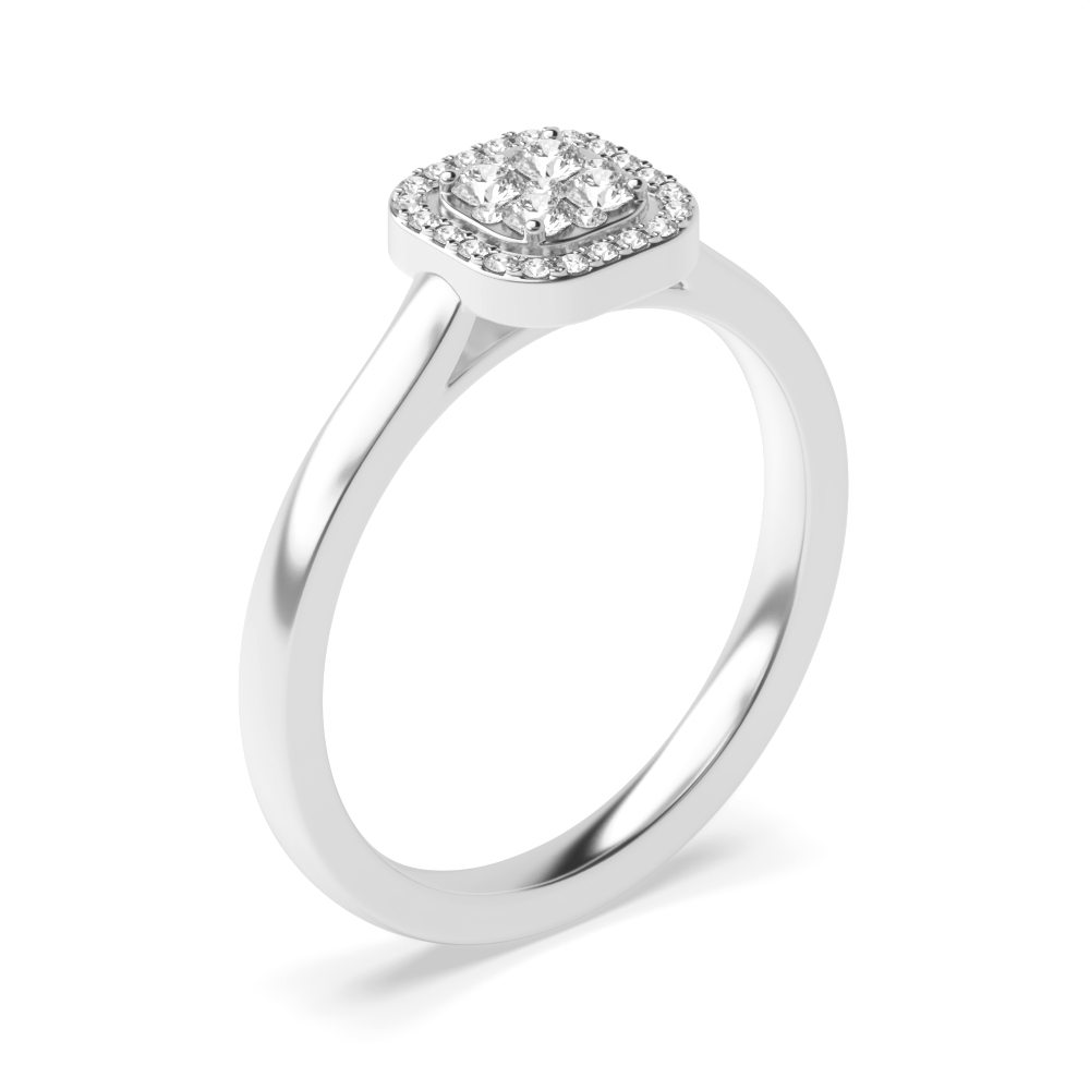 pave setting round shape cushion design cluster diamond ring