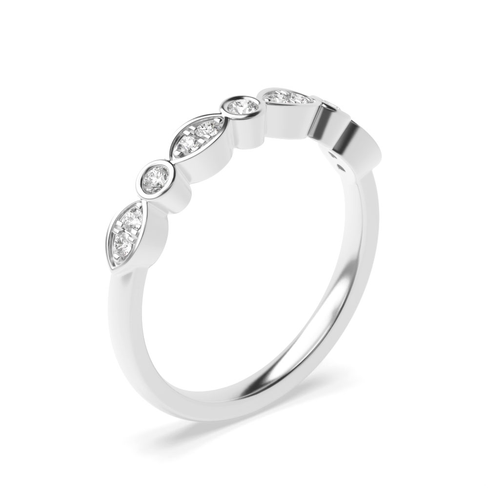 bezel setting round shape diamond half eternity ring