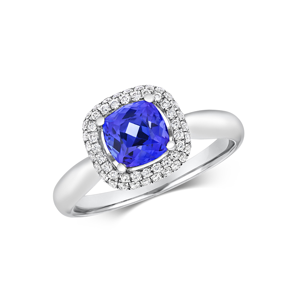 4 prong setting cushion shape gemstone ring