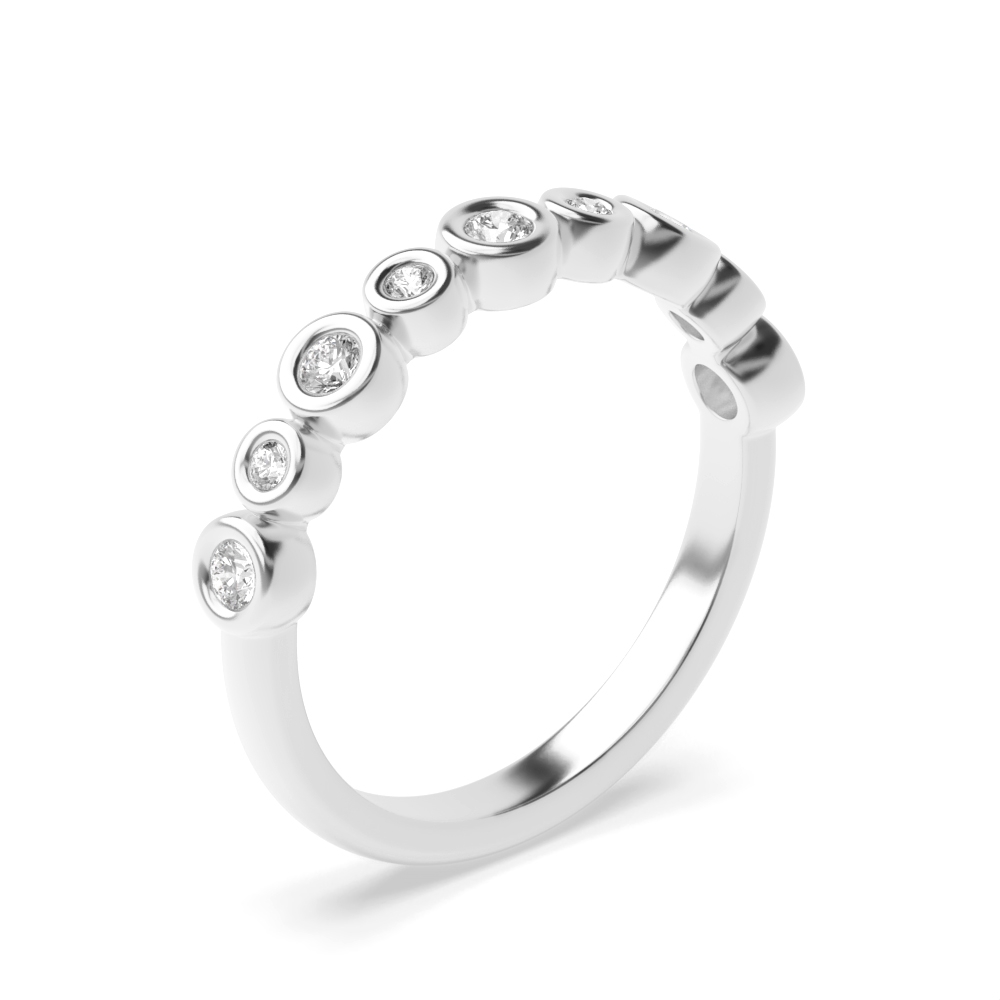 bezel setting round shape diamond half eternity ring