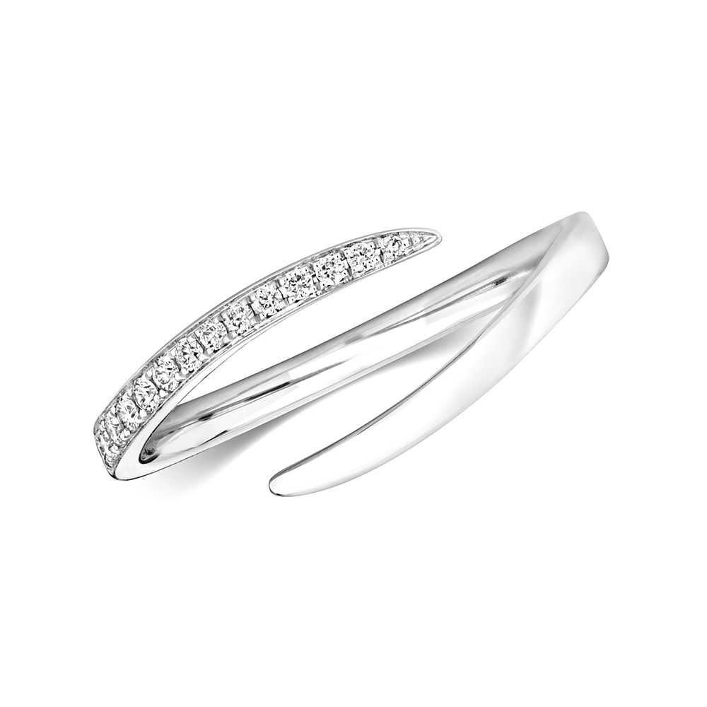 4 prong setting round shape diamond open crossover eternity ring