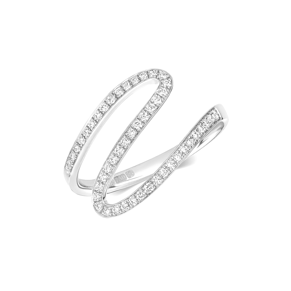 4 prong setting round shape wave style half eternity ring