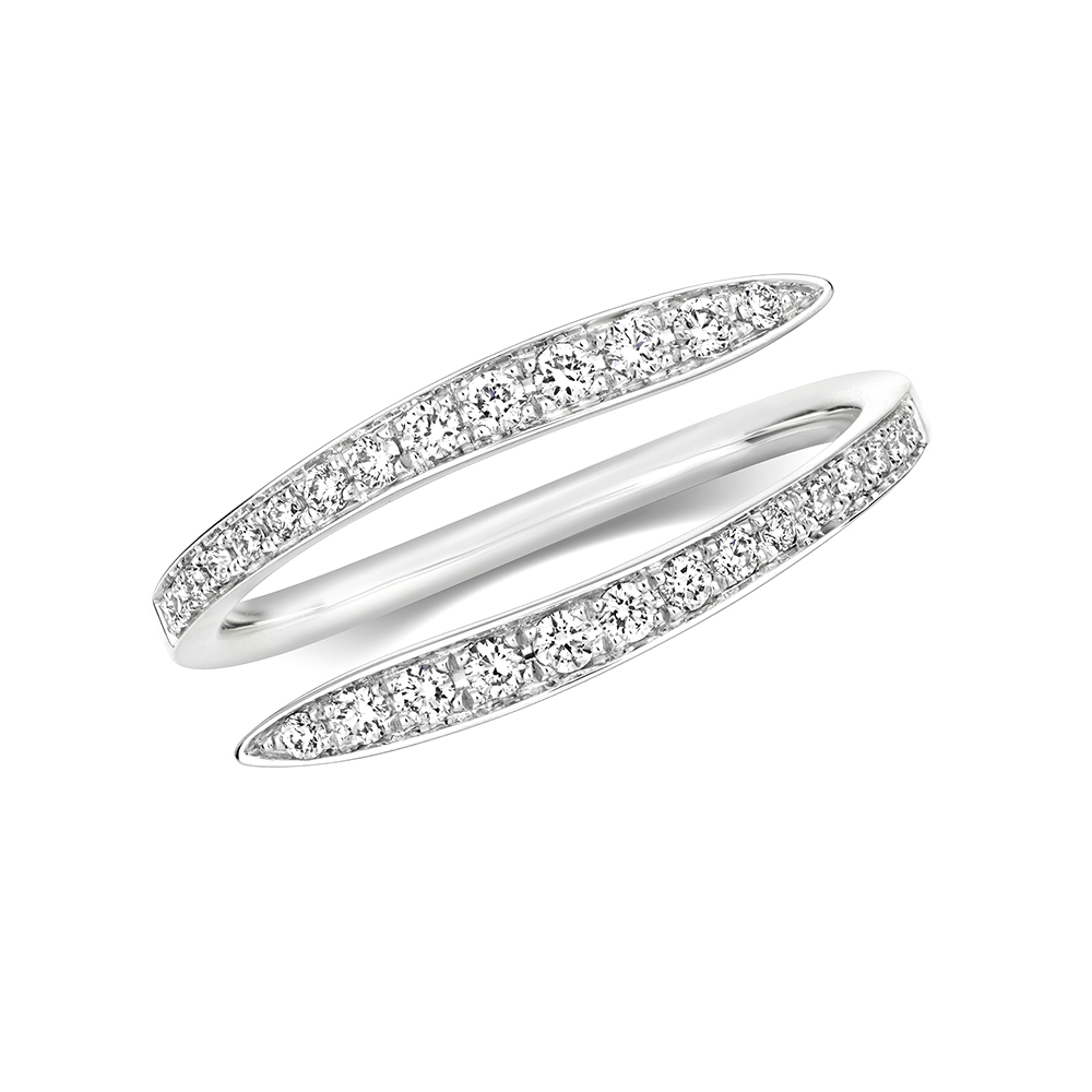 4 prong setting round shape crossover eternity ring