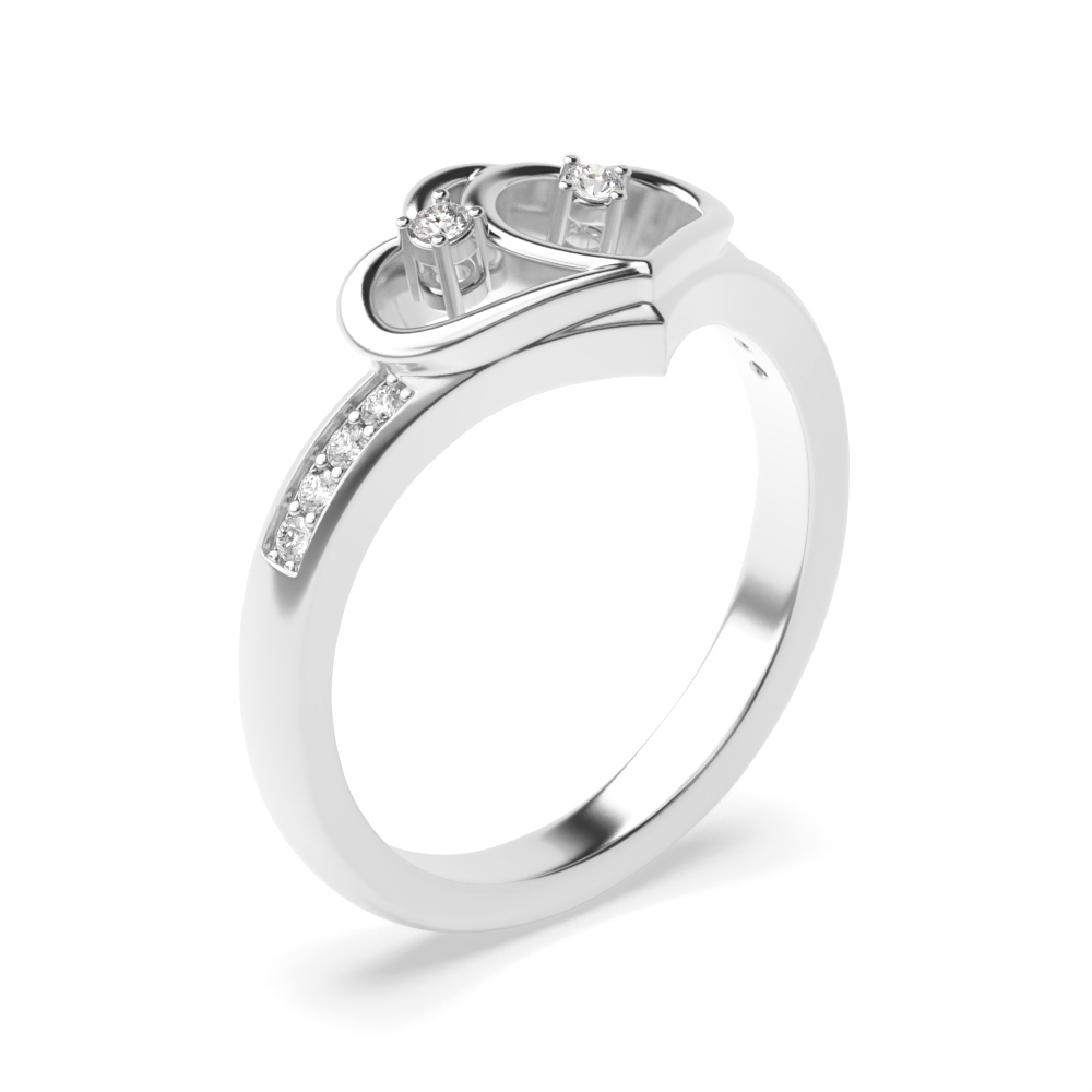 prong setting round shape heart diamond engagement ring