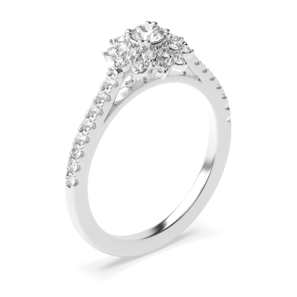 round shape prong setting flower style cluster diamond ring