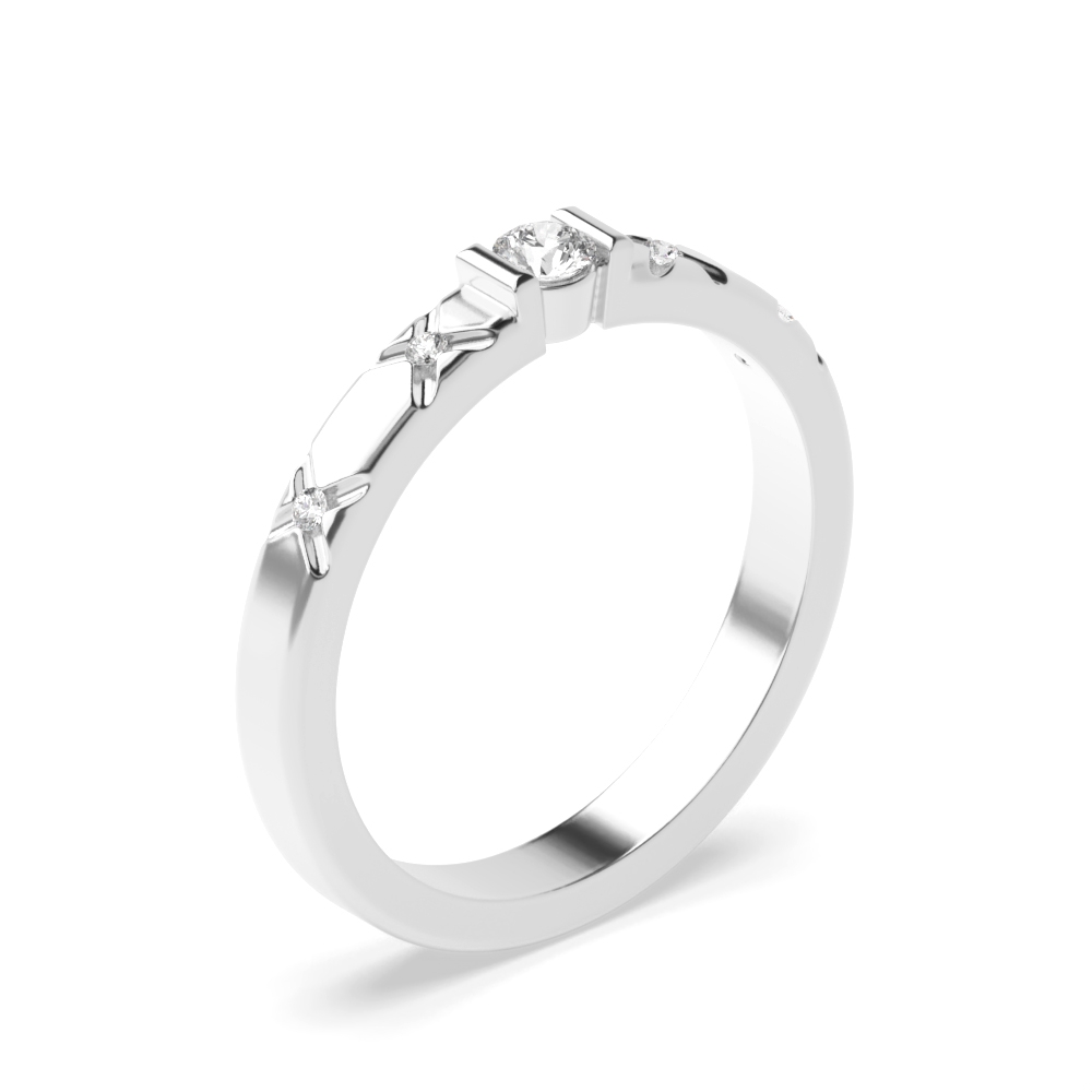 channel setting round shape side stone ring