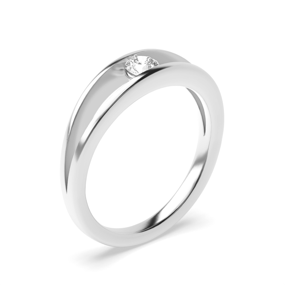 channel setting round shape classic solitaire diamond ring