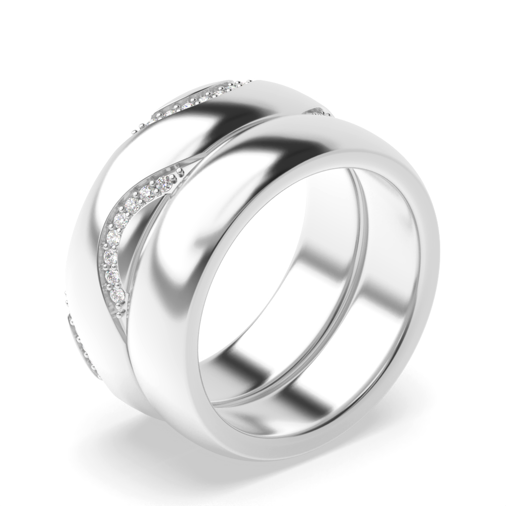pave setting round shape diamond couple band