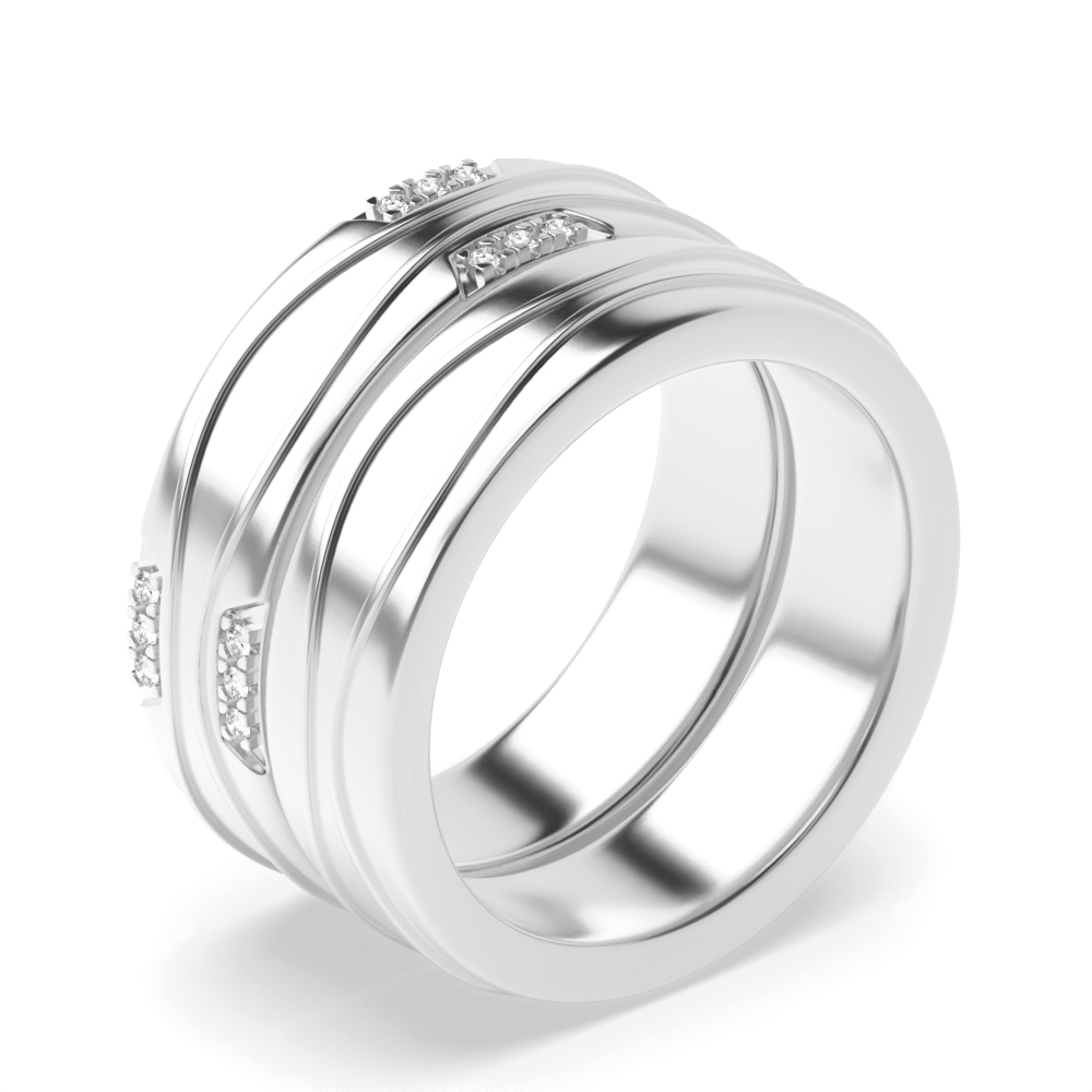 pave setting round shape wedding couple band
