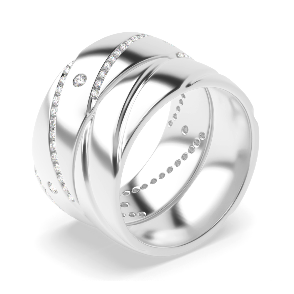 bezel and channel setting round shape couple wedding band
