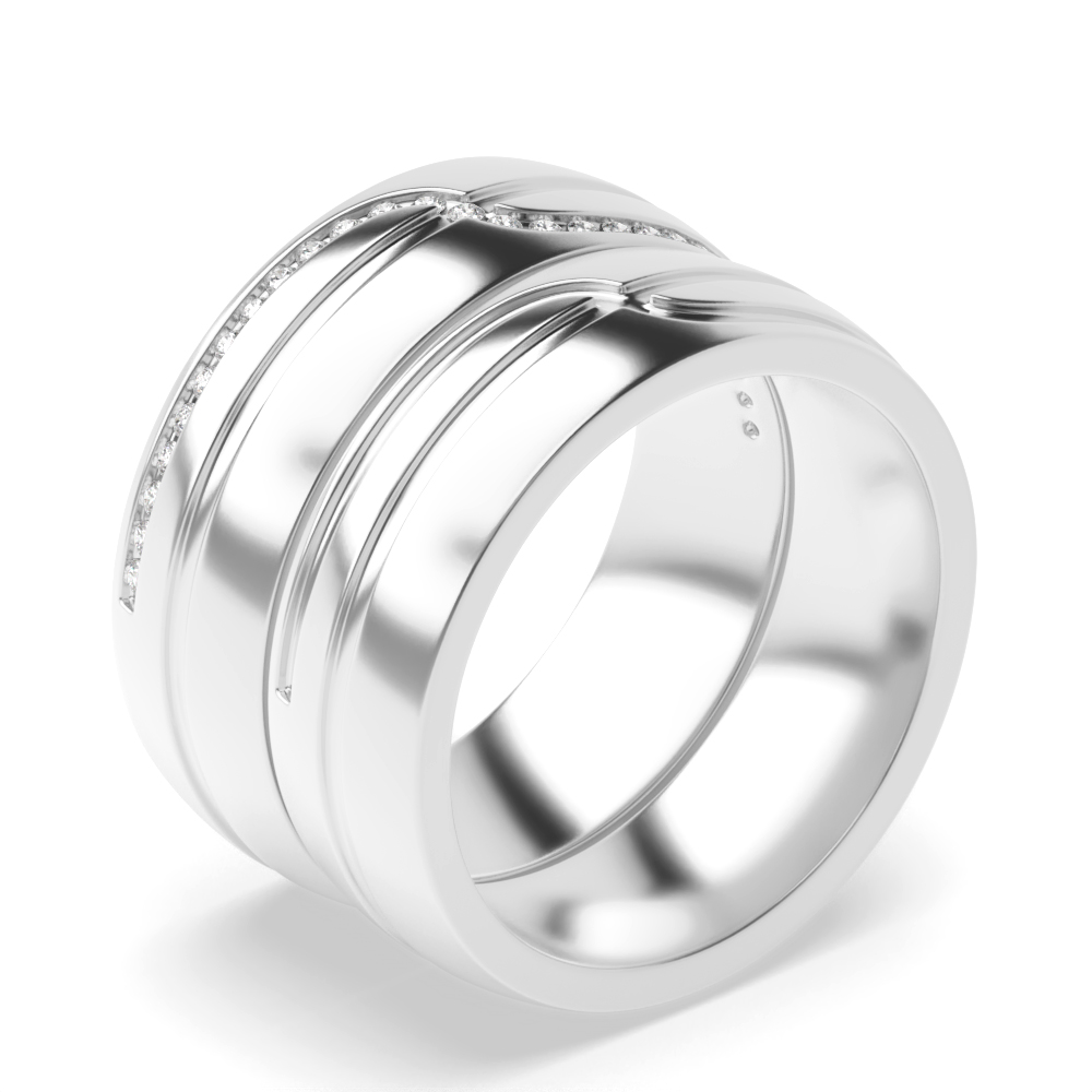 channel setting round shape half eternity diamond ring