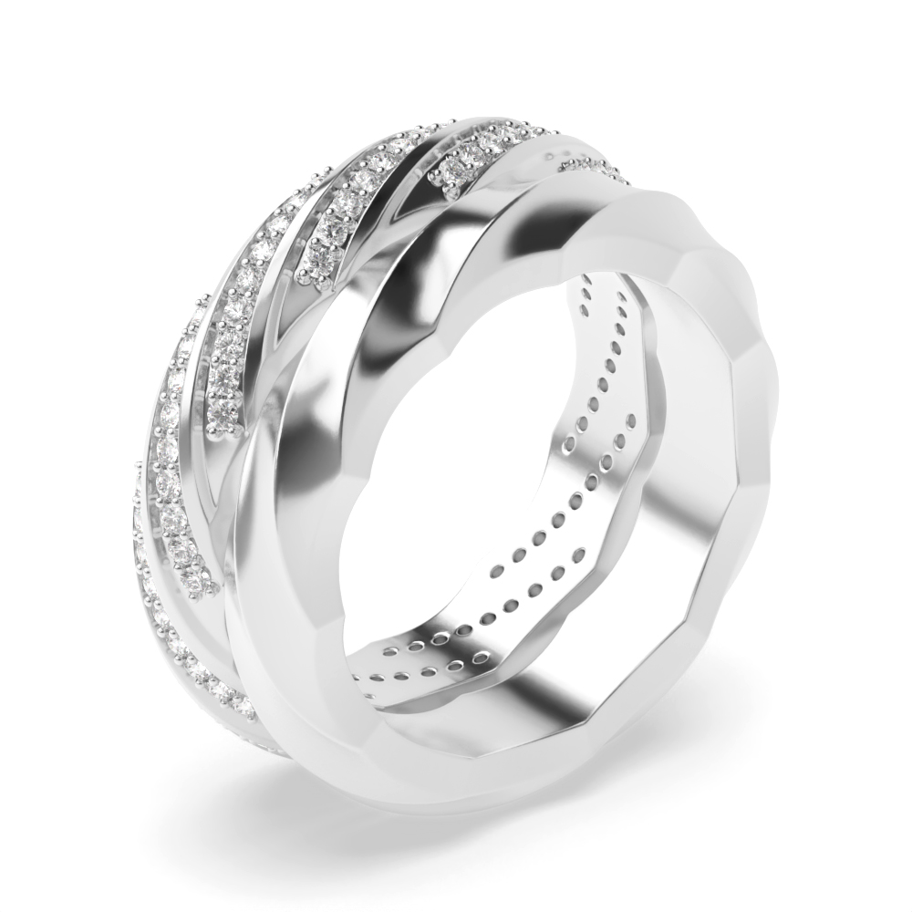 pave setting round shape full eternity couple diamond ring
