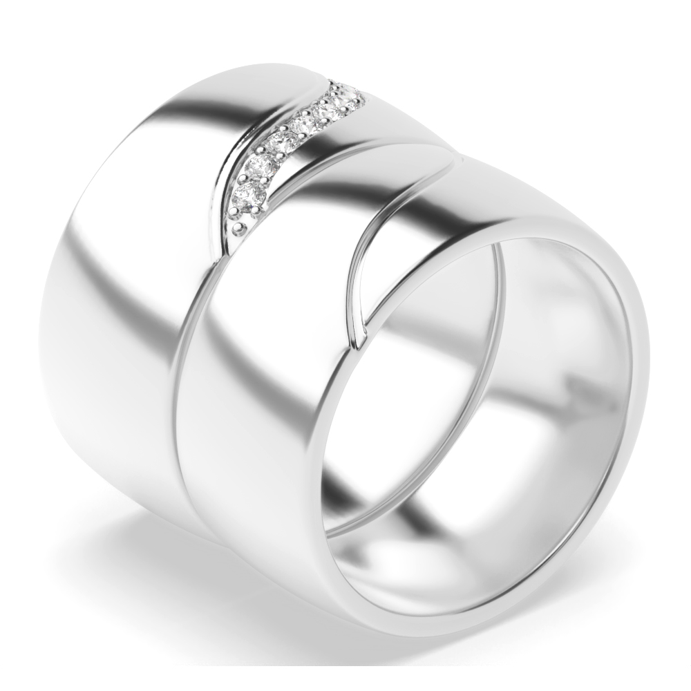 prong setting round shape wedding couple diamond ring