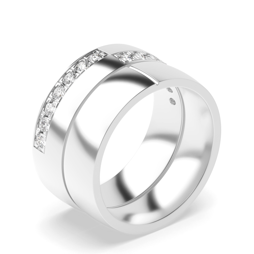 channel setting round shape couple diamond wedding band