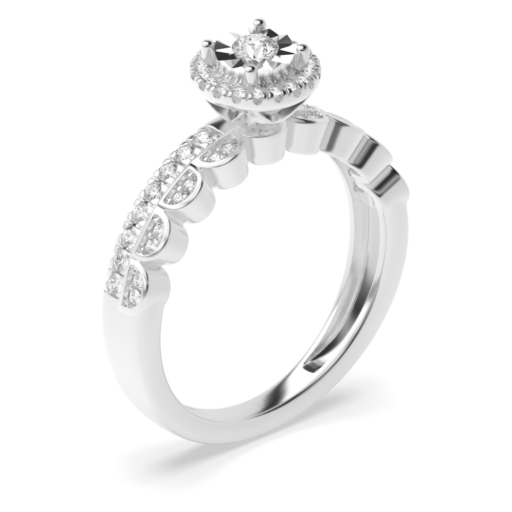 share setting round shape diamond bridal set engagement ring