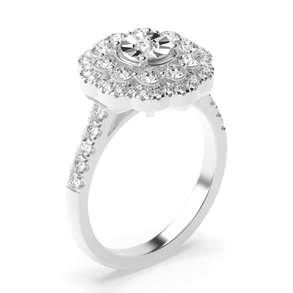 prong setting round shape diamond bridal set engagement ring