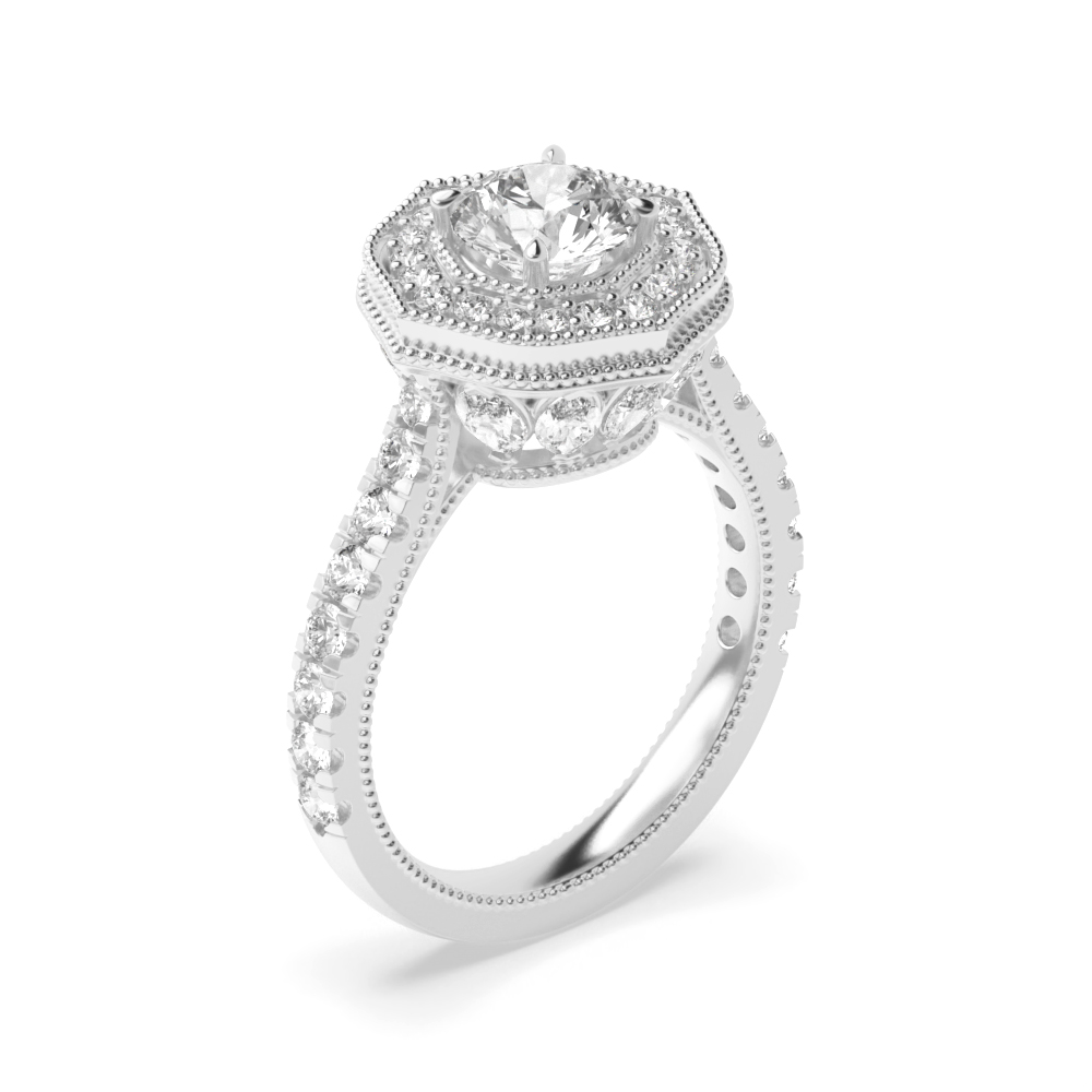 prong setting round shape halo engagement diamond ring